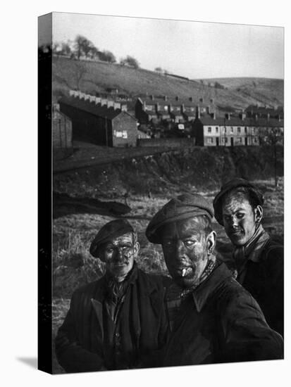 Three Welsh Coal Miners Just Up from the Pits After a Day's Work in Coal Mine in Wales-W^ Eugene Smith-Premier Image Canvas