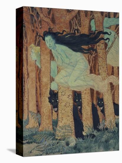 Three Women and Three Wolves-Eugene Grasset-Premier Image Canvas