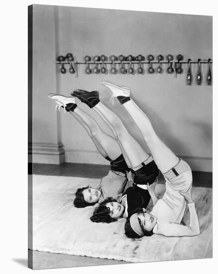 Three Women Exercising-null-Stretched Canvas