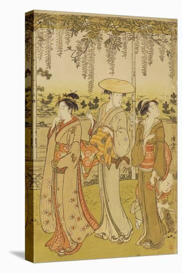 Three Women Viewing Wisteria at Kamedo-Torii Kiyonaga-Premier Image Canvas