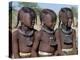 Three Young Girls, their Bodies Lightly Smeared with Red Ochre Mixture, Namibia-Nigel Pavitt-Premier Image Canvas