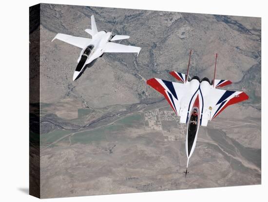 Thrust-Vectoring F-15 and Chase Plane in Flight-Jim Ross-Premier Image Canvas