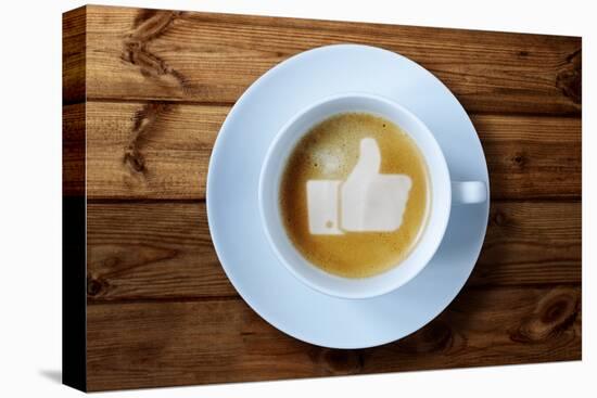 Thumbs Up or Like Symbol in Coffee Froth-Flynt-Premier Image Canvas