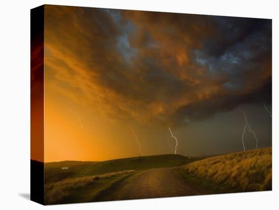 Thunderstorm and Orange Clouds at Sunset-Jonathan Hicks-Premier Image Canvas