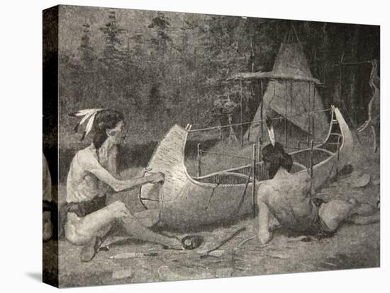 Thus the Birch Canoe was Builded... In the Bosom of the Forest, from The Song of Hiawatha by Henry-Frederic Sackrider Remington-Premier Image Canvas