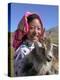 Tibetan Girl Holding Sheep in the Meadow, East Himalayas, Tibet, China-Keren Su-Premier Image Canvas