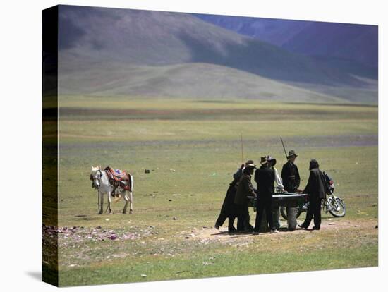 Tibetan Men Play Pool-null-Premier Image Canvas