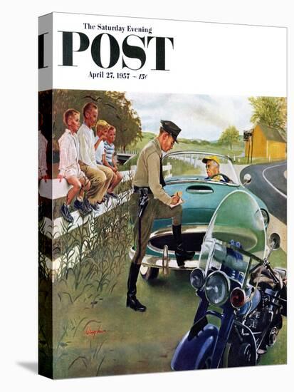 "Ticket for Roadster" Saturday Evening Post Cover, April 27, 1957-George Hughes-Premier Image Canvas