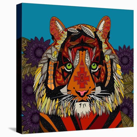 Tiger Chief Blue-Sharon Turner-Stretched Canvas