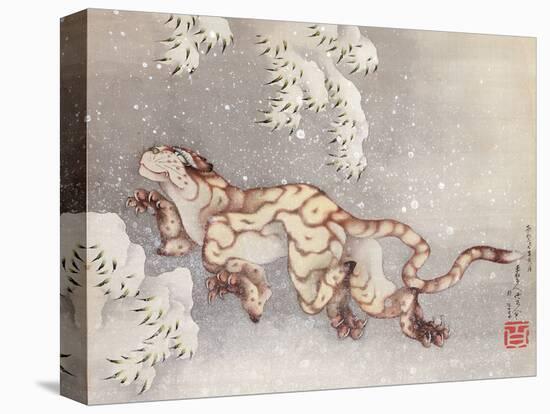 Tiger in a snowstorm. Edo Period, 1849-Katsushika Hokusai-Premier Image Canvas