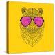 Tiger in Pink Glasses-Lisa Kroll-Stretched Canvas