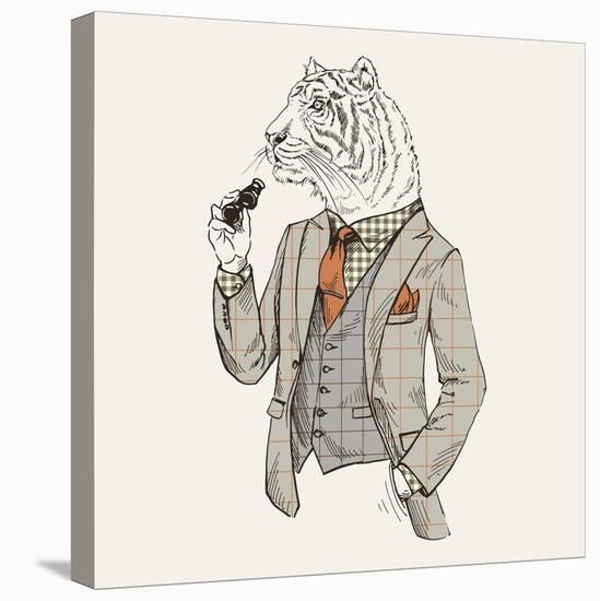 Tiger in Suit-null-Stretched Canvas