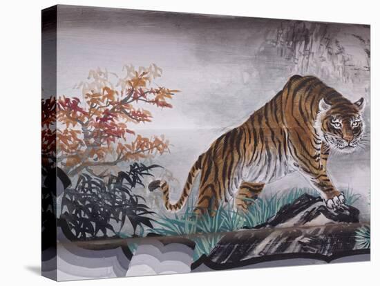 Tiger Painting on Outdoor Corridors, Zhongshan Park, Beijing, China-Adam Jones-Premier Image Canvas