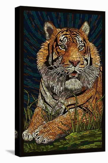 Tiger - Paper Mosaic-Lantern Press-Stretched Canvas
