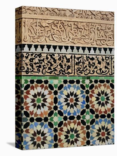 Tile and Stucco Decoration, Ali Ben Youssef Medersa, Marrakech (Marrakesh), Morocco, Africa-Bruno Morandi-Premier Image Canvas