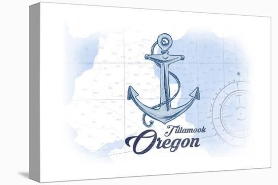 Tillamook, Oregon - Anchor - Blue - Coastal Icon-Lantern Press-Stretched Canvas