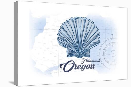 Tillamook, Oregon - Scallop Shell - Blue - Coastal Icon-Lantern Press-Stretched Canvas