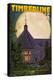 Timberline Lodge and Full Moon - Mt. Hood, Oregon-Lantern Press-Stretched Canvas