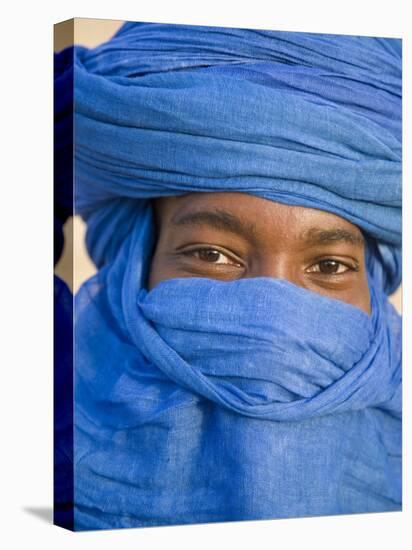 Timbuktu, the Eyes of a Tuareg Man in His Blue Turban at Timbuktu, Mali-Nigel Pavitt-Premier Image Canvas