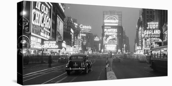 Times Square Illuminated by Large Neon Advertising Signs, 1938-Philip Gendreau-Stretched Canvas