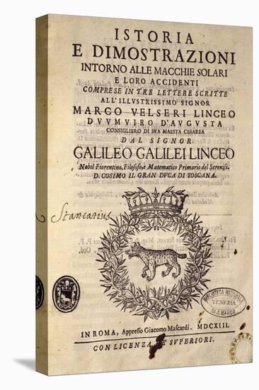 Title Page of History and Demonstrations Concerning Sunspots and their Properties-Galileo Galilei-Premier Image Canvas