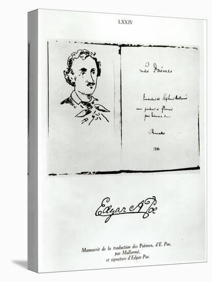 Title Page of "Les Poemes" by Edgar Allan Poe with a Portrait of the Author, 1888-null-Premier Image Canvas