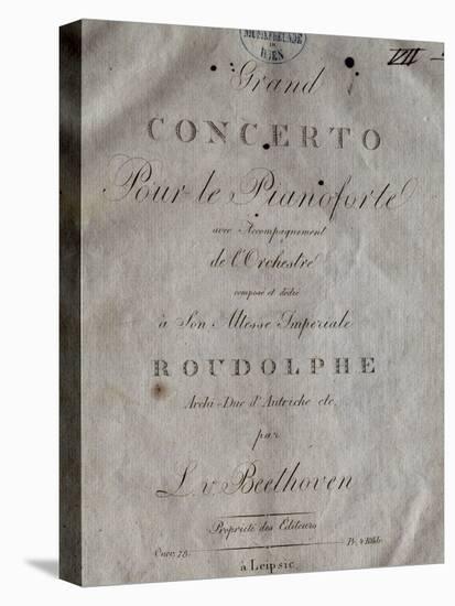 Title Page of Score for Concerto for Piano and Orchestra No 5, Opus 73-Ludwig Van Beethoven-Premier Image Canvas