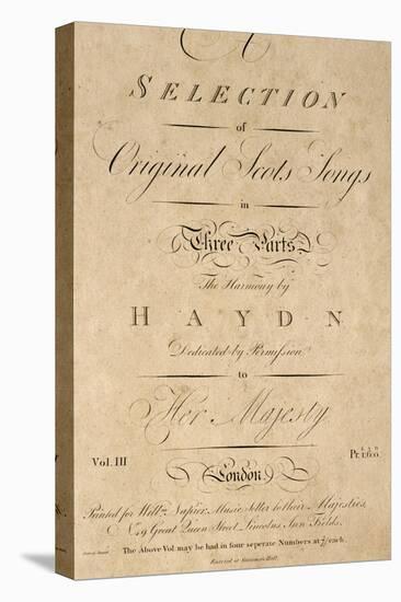 Title Page of Score for Scottish Folk Songs Set to Music by Franz Joseph Haydn-null-Premier Image Canvas