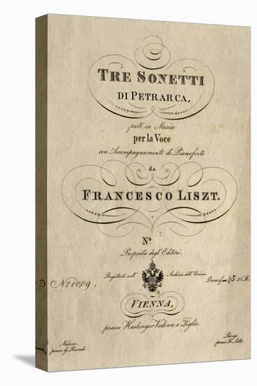 Title Page of Score for Three Sonnets of Petrarch-Franz Liszt-Premier Image Canvas