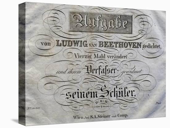Title Page of Score for Variations on Theme Written for Archduke Rudolph-Ludwig Van Beethoven-Premier Image Canvas