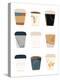 To Go Coffee Cup Variety-Jennifer McCully-Stretched Canvas