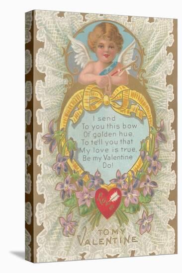 To My Valentine, Cupid and Poem-null-Stretched Canvas