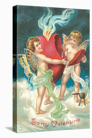 To My Valentine, Cupids Repairing Heart-null-Stretched Canvas