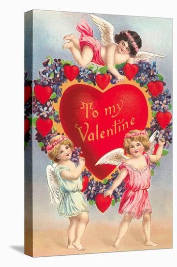 To My Valentine, Cupids with Heart-null-Stretched Canvas