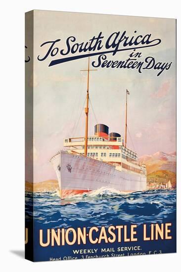 To South Africa in Seventeen Days', an Advertising Poster for Union Castle Line-Maurice Randall-Premier Image Canvas