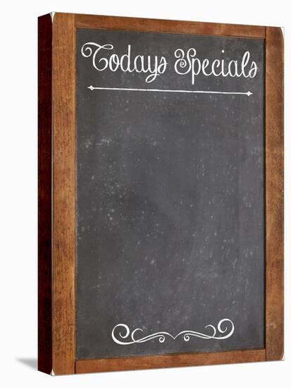 Today Specials - White Chalk Menu Sign on a Vintage Slate Blackboard-PixelsAway-Stretched Canvas