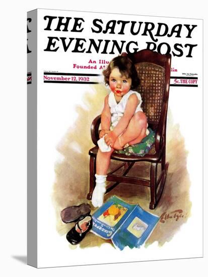 "Toddler in Rocker," Saturday Evening Post Cover, November 12, 1932-Ellen Pyle-Premier Image Canvas