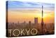 Tokyo, Japan - City View and Sunset-Lantern Press-Stretched Canvas