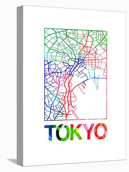 Tokyo Watercolor Street Map-NaxArt-Stretched Canvas