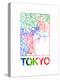 Tokyo Watercolor Street Map-NaxArt-Stretched Canvas