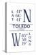 Toledo, Ohio - Latitude and Longitude (Blue)-Lantern Press-Stretched Canvas