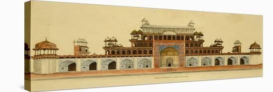 Tomb of the Emperor Akbar at Sikandra, Near Agra, Crawing in Line and Wash. Delhi, India, c.1816-null-Premier Image Canvas