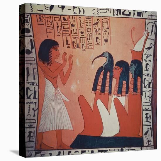 Tomb Painting Depicting the Departed before Osiris, Isis, and Thoth (Fresco)-Egyptian 2nd Dynasty-Premier Image Canvas