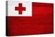 Tonga Flag Design with Wood Patterning - Flags of the World Series-Philippe Hugonnard-Stretched Canvas