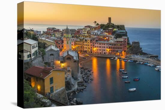 Top View at Sunrise of the Picturesque Sea Village of Vernazza, Cinque Terre, Liguria, Italy-Stefano Politi Markovina-Premier Image Canvas