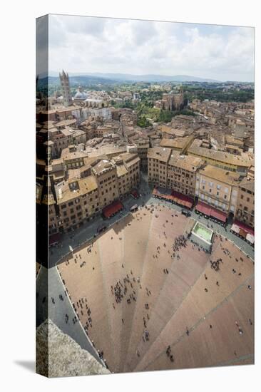 Top view of Piazza del Campo with the historical buildings and The Fonte Gaia fountain, Siena, UNES-Roberto Moiola-Premier Image Canvas