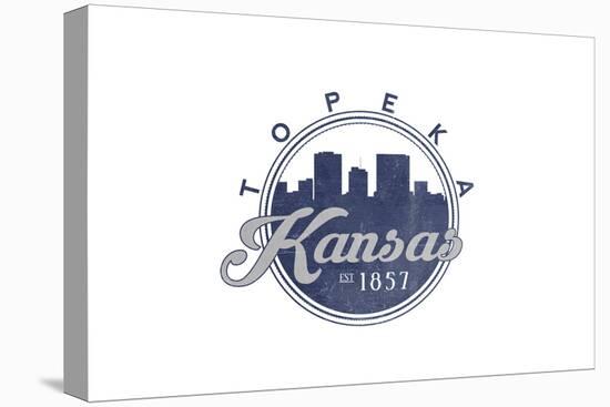 Topeka, Kansas - Skyline Seal (Blue)-Lantern Press-Stretched Canvas