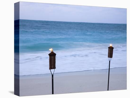 Torches on Beach, Grace Bay, Providenciales, Turks and Caicos-Demetrio Carrasco-Premier Image Canvas