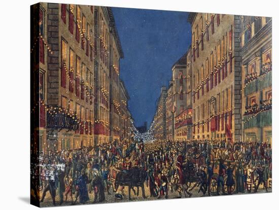 Torchlight Procession in Via Del Corso in Rome, Full Colour Print, Italy, 18th Century-null-Premier Image Canvas