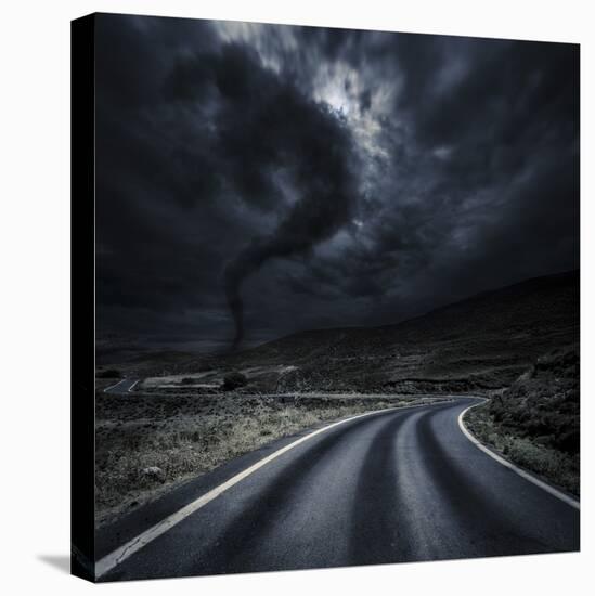 Tornado Near a Winding Road in the Mountains, Crete, Greece-null-Premier Image Canvas